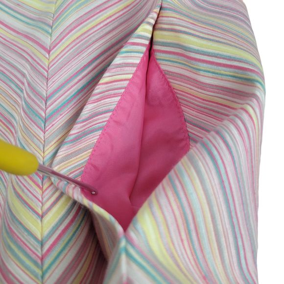 Dana Buchman Blazer Size 10-12 Pink & Multi Color Stripe Jacket Ribbon Cuffs - Picture 8 of 12